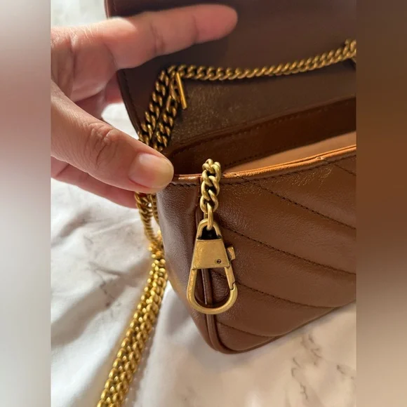 🎀Brand New Gucci Brown Diagonal Matelassé Leather Super Mini Marmont 🎀 - Picture 12 of 12